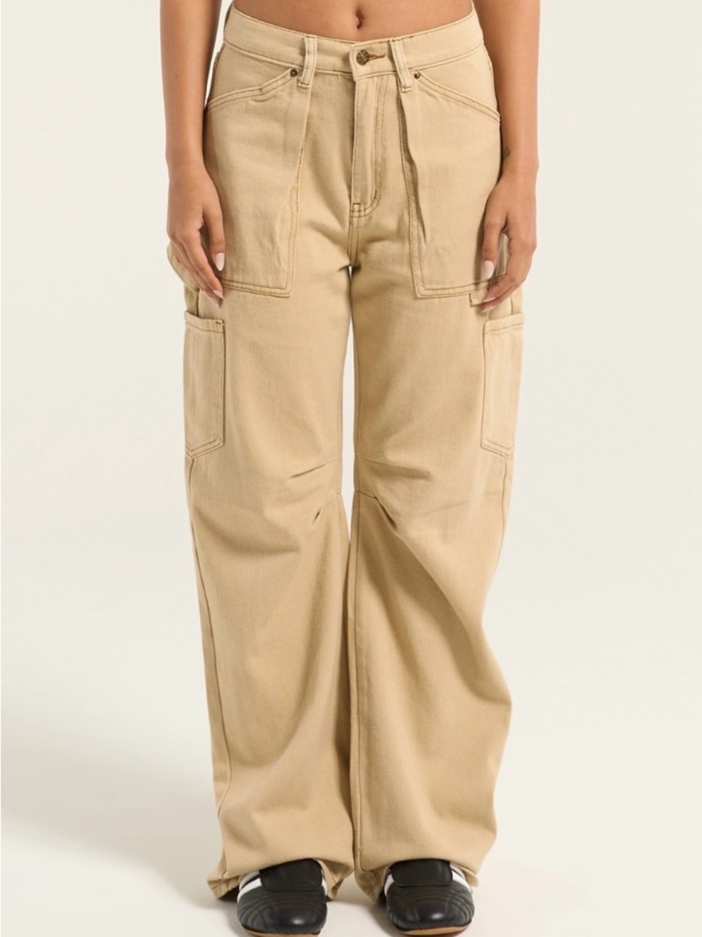 Lioness Khaki Utility Pants with Star-Accent Button Size Large